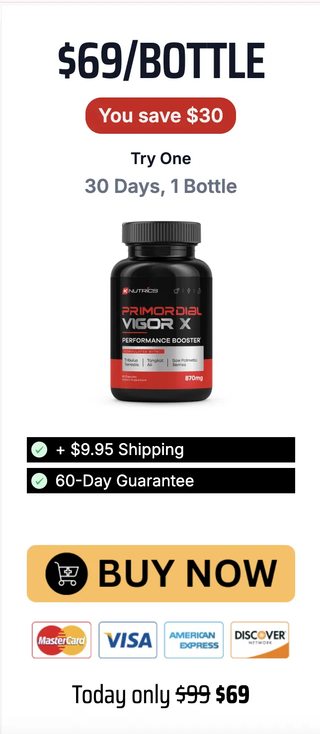 Buy Primordial Vigor X 1 bottle — 30 day supply male performance support